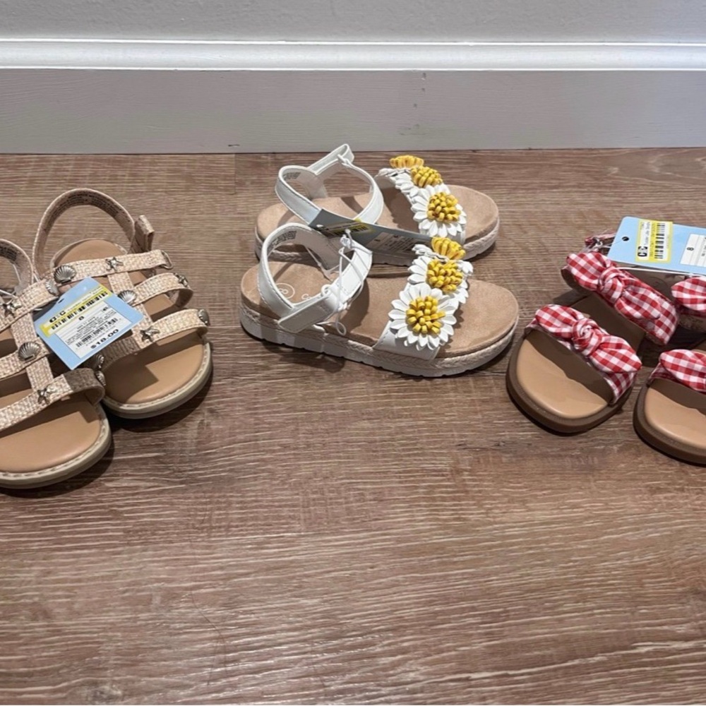 Brand New Toddler Girls Size 8 Sandals Lot